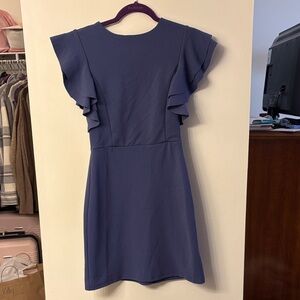 She + Sky Blue Ruffle Sleeve Mini Dress